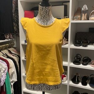 Madewell yellow ruffle sleeve top in size medium